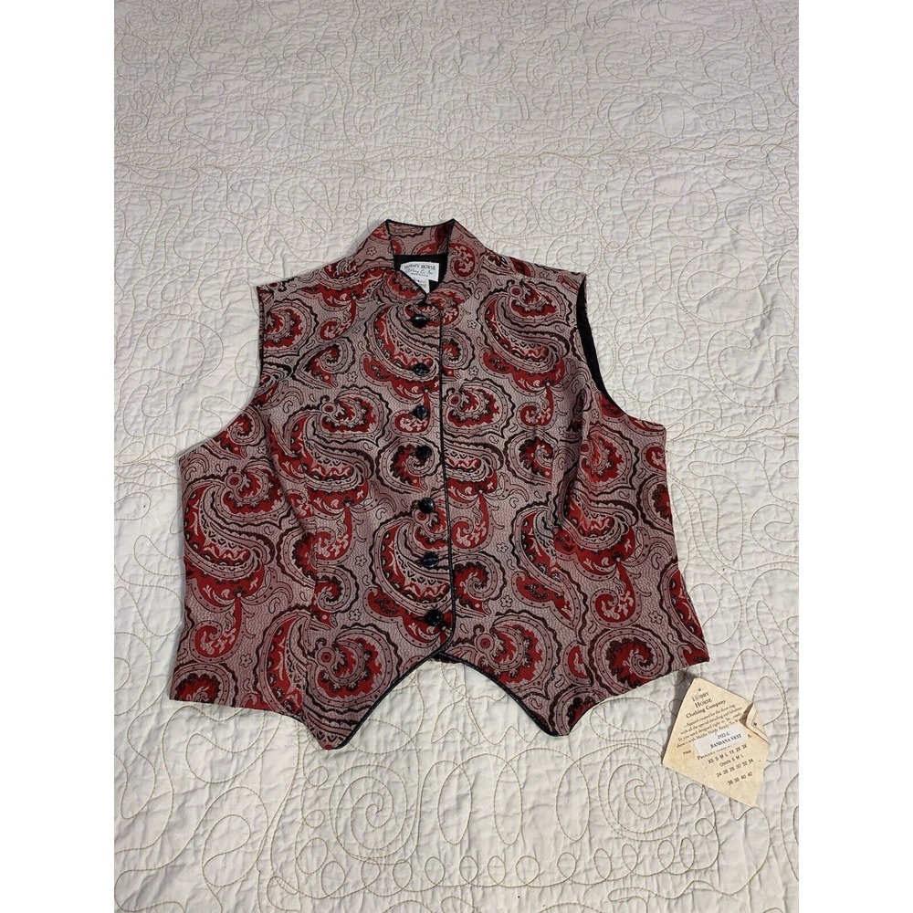 New Hobby Horse‎ Red And Black Paisley Bandanna Print Show Vest Size Large
